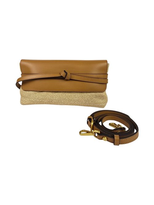 borsa donna belty in rafia e pelle naturale  e cuoio Gianni Chiarini | BS 12166-COMM TWIST-LSNATURALE-CUOIO